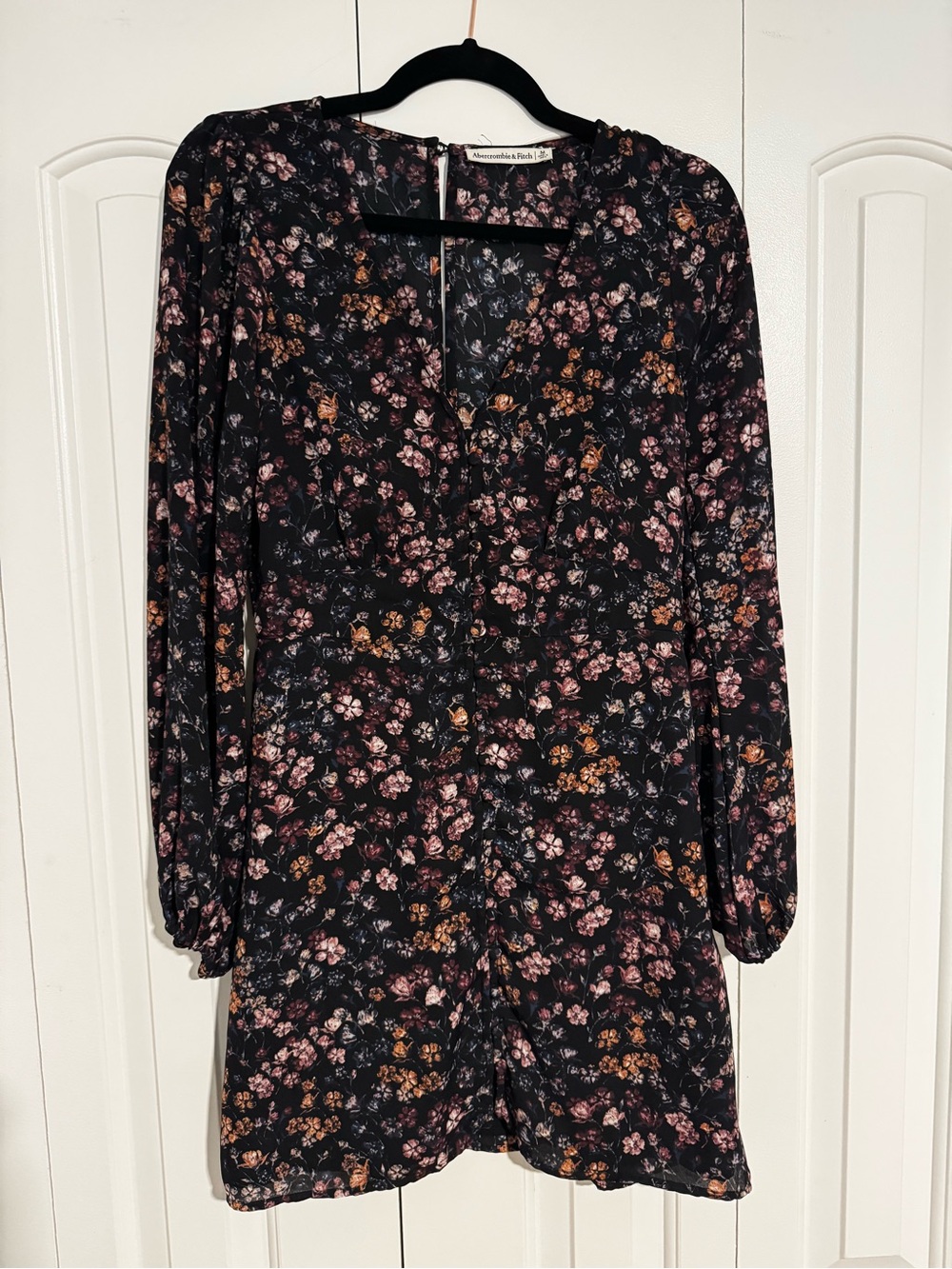 Abercrombie & Fitch Black Floral Long-Sleeve Dress